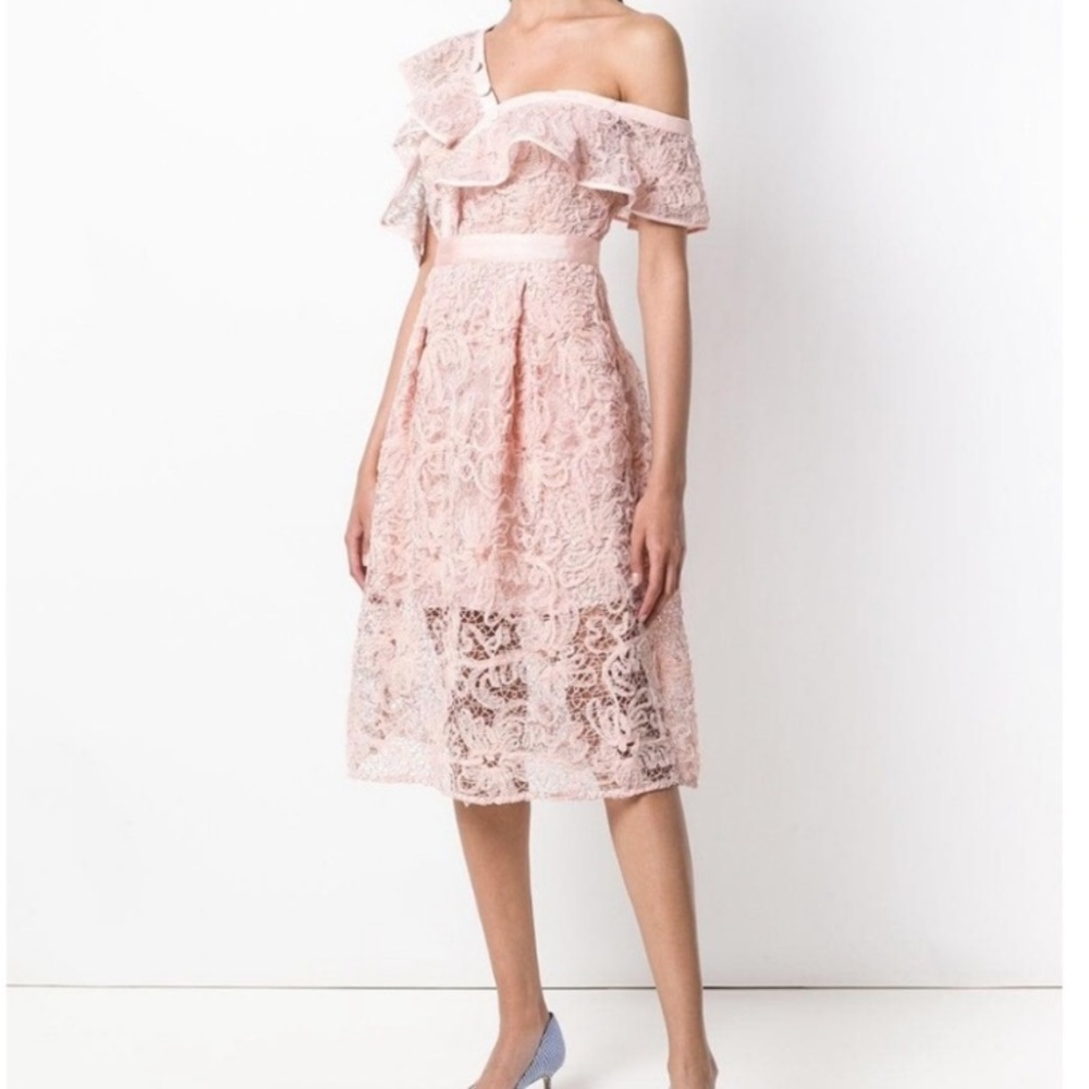 NWT Self Portrait Off Shoulder Mesh Dress US8 - Picture 1 of 15